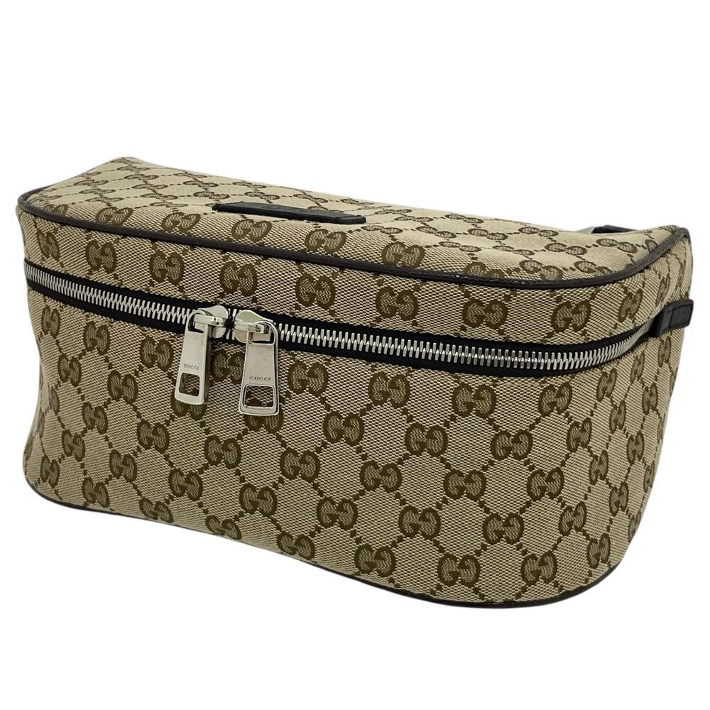 Gucci GG Canvas Body Belt Bag Waist Beige Cream